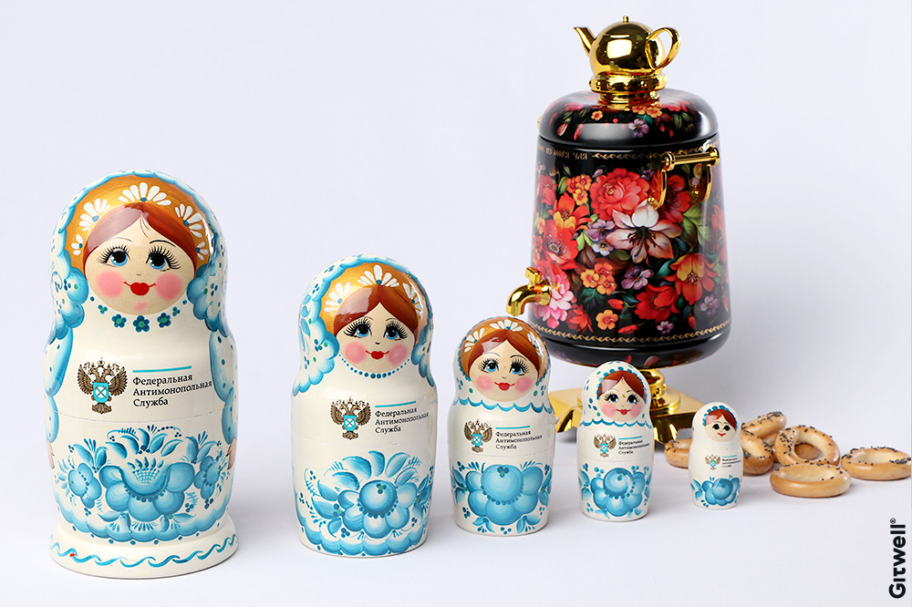 Матрешки и чайник мерч оптом