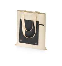 Складная хлопковая сумка для шопинга «Gross» с карманом, 180 г/м2