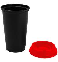 Стакан с крышкой Color Cap Black, черный с красным