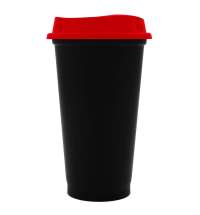Стакан с крышкой Color Cap Black, черный с красным
