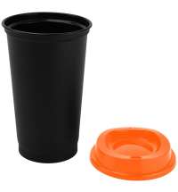 Стакан с крышкой Color Cap Black, черный с оранжевым