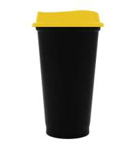 Стакан с крышкой Color Cap Black, черный с желтым