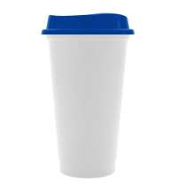 Стакан с крышкой Color Cap White, белый с синим