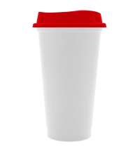Стакан с крышкой Color Cap White, белый с красным