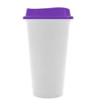 Стакан с крышкой Color Cap White, белый с фиолетовым