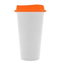 Стакан с крышкой Color Cap White, белый с оранжевым