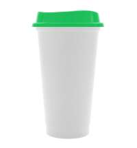 Стакан с крышкой Color Cap White, белый с зеленым
