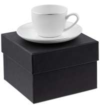 Кофейная пара Mansion Select, белая с серебристой отводкой