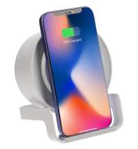 Лампа с колонкой и беспроводной зарядкой moonLight, белая