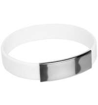 Силиконовый браслет Brisky с металлическим шильдом, белый