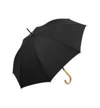Зонт-трость «Okobrella» с деревянной ручкой и куполом из переработанного пластика