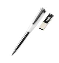 Ручка металлическая Memphys c флешкой 64Гб, белая