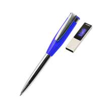 Ручка металлическая Memphys c флешкой 64Гб, синяя