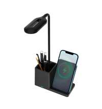 Настольная лампа с беспроводной зарядкой Stark, черная
