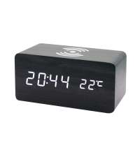 Многофункциональные часы - погодная станция с беспроводной зарядкой, черный