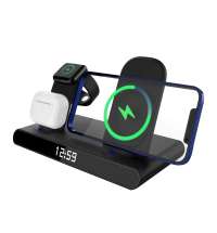 Часы электронные Abbatt мультифункциональные с беспроводной зарядкой, черный