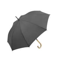 Зонт-трость «Okobrella» с деревянной ручкой и куполом из переработанного пластика