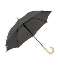Зонт-трость «Okobrella» с деревянной ручкой и куполом из переработанного пластика
