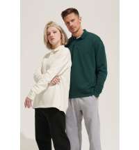 Рубашка поло оверсайз с длинным рукавом Heritage, серый меланж