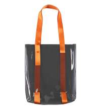 Шоппер Clear Fest, прозрачный серый с оранжевыми ручками