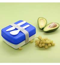 Ланч-бокс Lunch Blue line со столовыми приборами