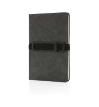 Блокнот Deluxe в твердом переплете из PU с держателем для телефона и ручки, А5