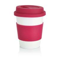 Стакан с крышкой PLA, 350 мл, розовый