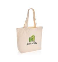 Сумка-шоппер Impact из переработанного неокрашенного канваса AWARE™ с карманом, 240 г/м²