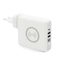 Внешний аккумулятор Gemini с беспроводной зарядкой и сетевым адаптером, 10000 mAh, белый