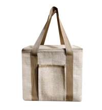 Сумка-холодильник из джутовой ткани Snow 290 г/см, бежевая