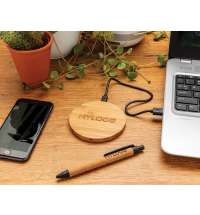 Круглая док-станция Bamboo FSC&reg; для беспроводной зарядки, 5 Вт