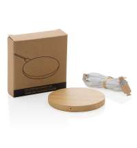 Круглая док-станция Bamboo FSC&reg; для беспроводной зарядки, 5 Вт