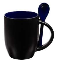 Кружка-хамелеон Melty с ложкой, черная с синим