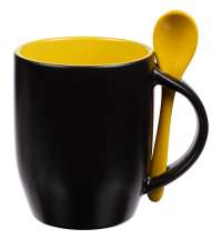 Кружка-хамелеон Melty с ложкой, черная с желтым