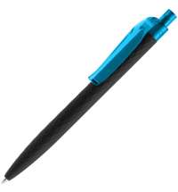Ручка шариковая Prodir QS01 PRT-P Soft Touch, черная с голубым
