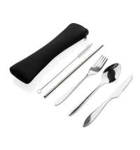 Набор столовых приборов из нержавеющей стали в чехле, 4 предмета