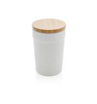 Стакан из переработанного полипропилена GRS с бамбуковой крышкой, 300 мл
