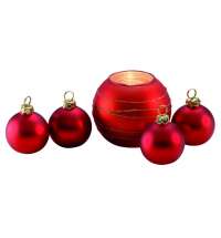 Набор: 4 ёлочных игрушки и подсвечник