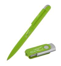 Набор ручка "Jupiter" + флеш-карта "Vostok" 16 Гб в футляре, покрытие soft touch