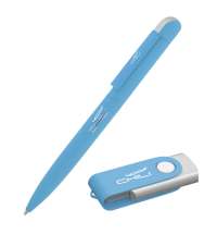 Набор ручка "Jupiter" + флеш-карта "Vostok" 16 Гб в футляре, покрытие soft touch