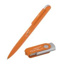 Набор ручка "Jupiter" + флеш-карта "Vostok" 16 Гб в футляре, покрытие soft touch