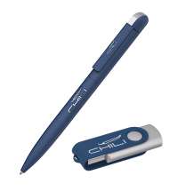 Набор ручка "Jupiter" + флеш-карта "Vostok" 16 Гб в футляре, покрытие soft touch