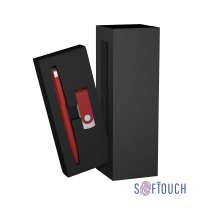 Набор ручка + флеш-карта 16 Гб в футляре, покрытие soft touch
