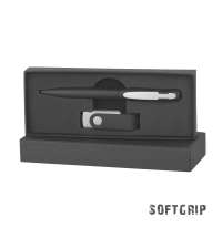 Набор ручка + флеш-карта 16 Гб в футляре, покрытие softgrip