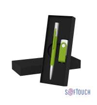 Набор ручка "Clas" + флеш-карта "Vostok" 16 Гб в футляре, покрытие soft touch