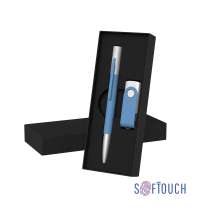 Набор ручка "Clas" + флеш-карта "Vostok" 16 Гб в футляре, покрытие soft touch