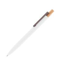 Ручка шариковая "Matt" из переработанного алюминия и пластика, с кнопкой из бамбука