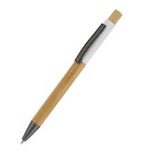 Ручка Авалон с корпусом из бамбука и софт-тач вставкой-S, белый