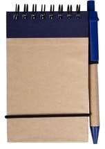 Блокнот на кольцах Eco Note с ручкой, синий с крафтом