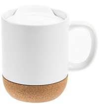 Кружка с пробковой подставкой Corky Walk для сублимационной печати, матовая, белая